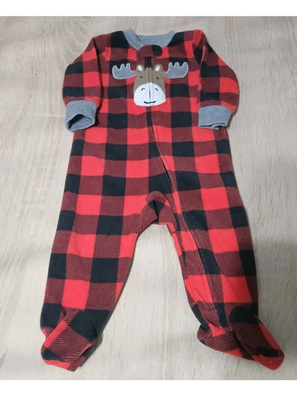 Lot Of 6 Carters Fleece Footed Pjs Pajamas Size 6 Months Boys Cozy Santa Moose